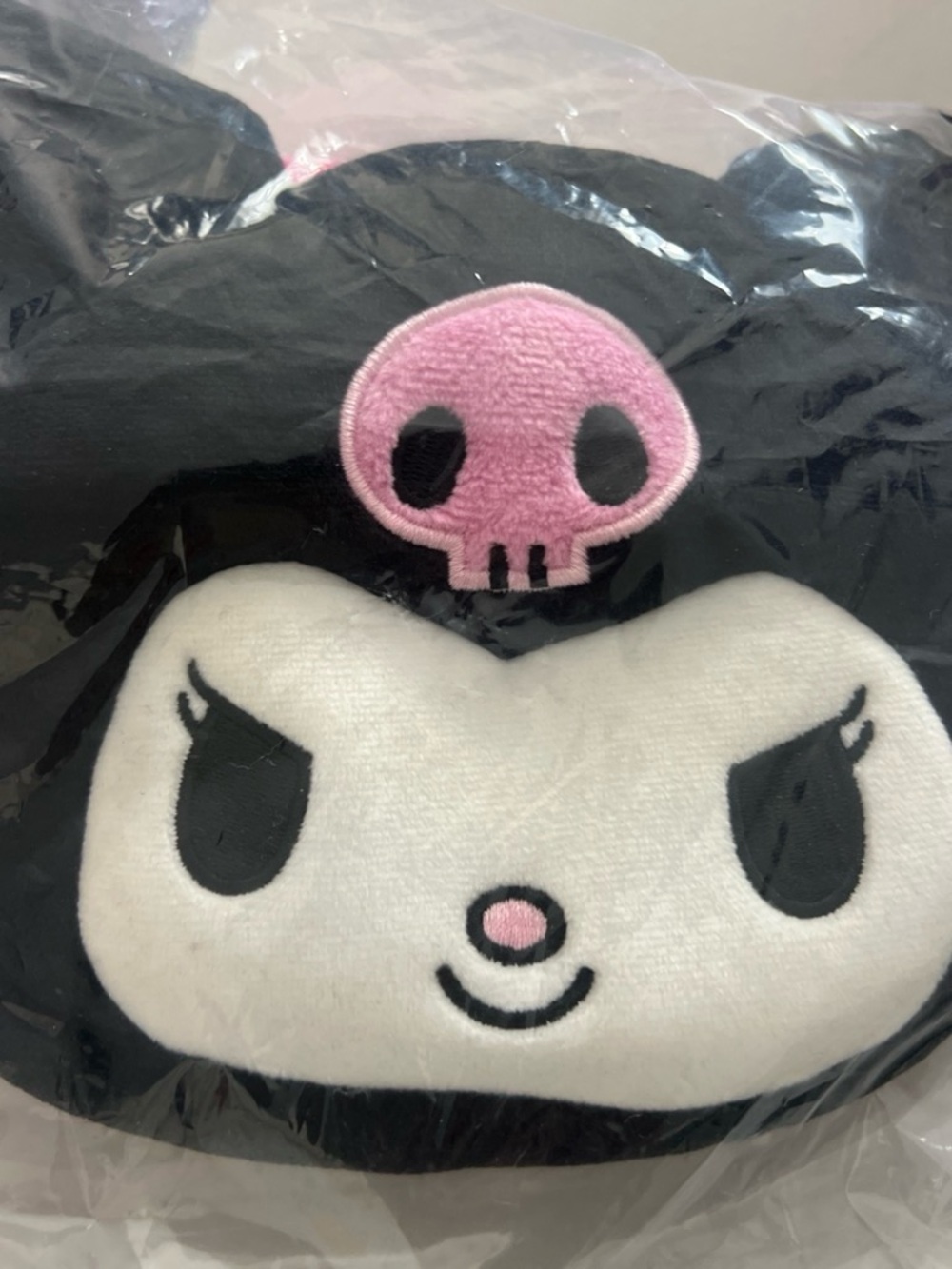 Sanrio Kuromi Plush purse in Black, White & Pink